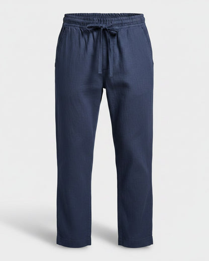 Lars Trousers - Relaxed Linen in Navy - profile front