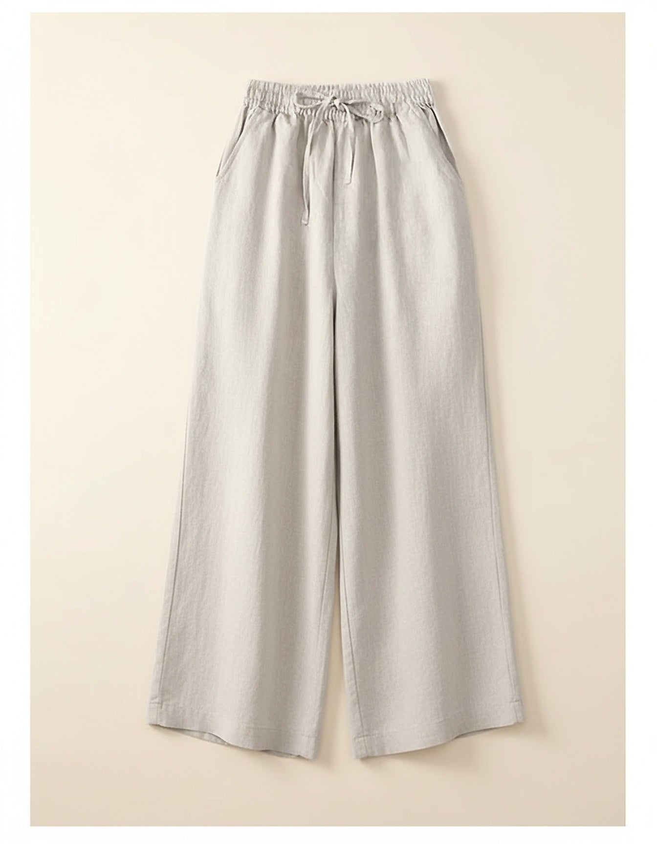 Cove Trousers - Wide-Leg Denim in Beige - profile front