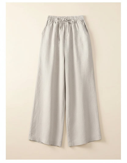 Cove Trousers - Wide-Leg Denim in Beige - profile front
