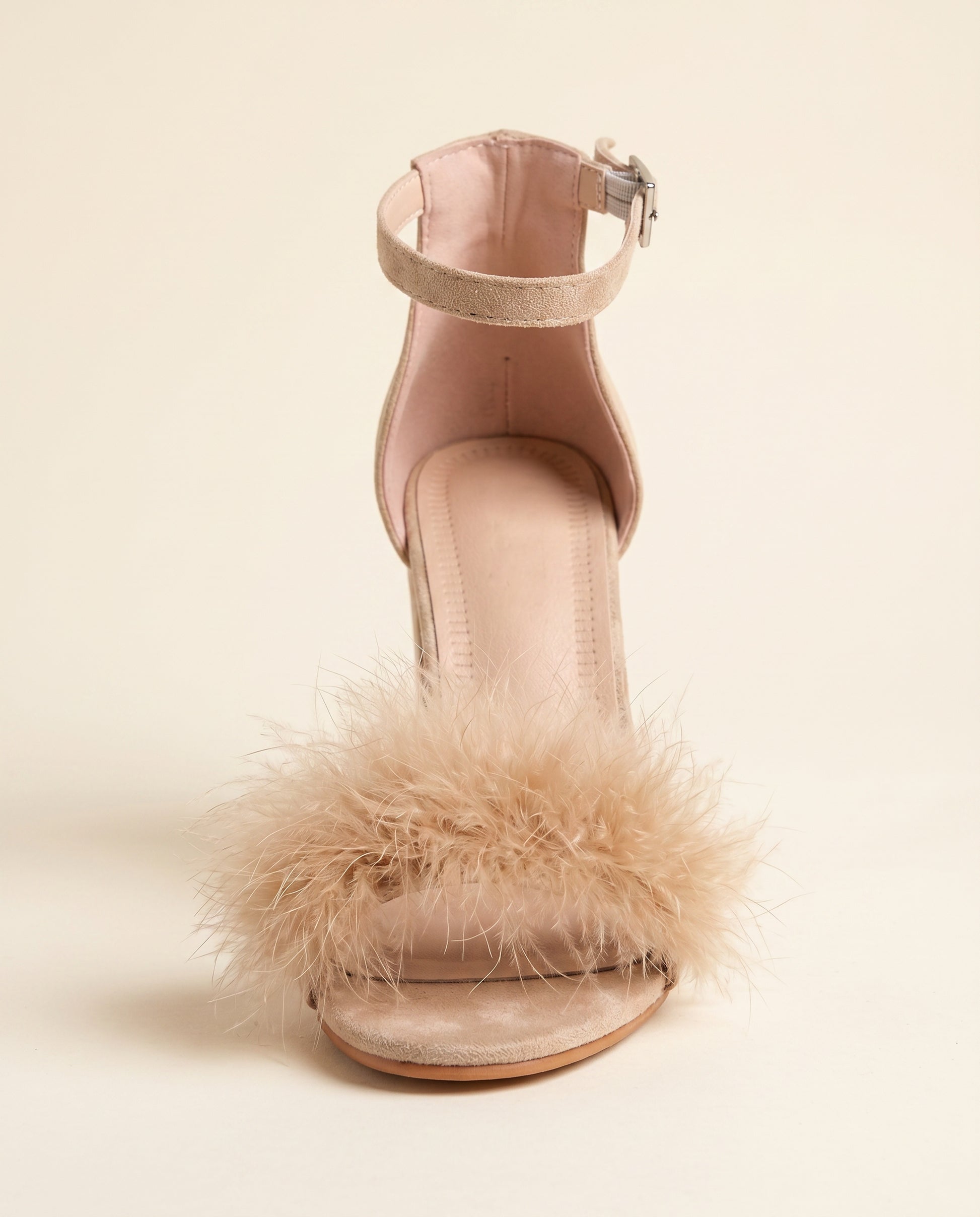 Uael Sandals - Block-Heel Suede in Beige - profile front