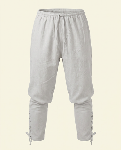 Jaan Trousers - Relaxed Linen in White - profile front