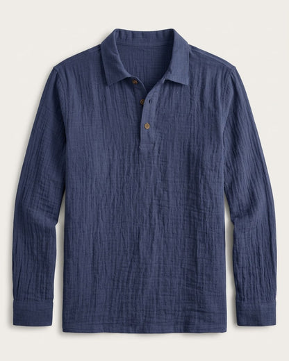 Ugo T-Shirt - Relaxed Linen in Navy blue - profile front