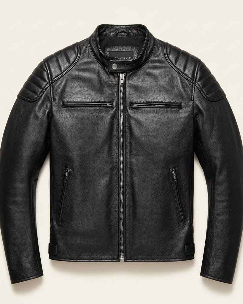 Marc Jacket - Faux Leather in Black - profile front