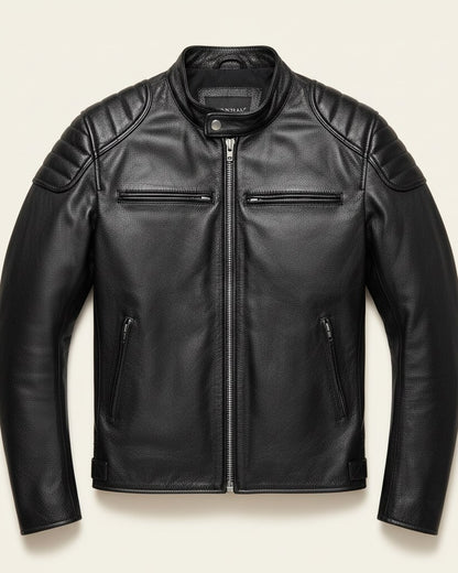 Marc Jacket - Faux Leather in Black - profile front