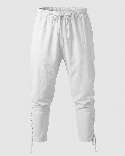 Marsh Trousers - Relaxed Linen in White - profile front