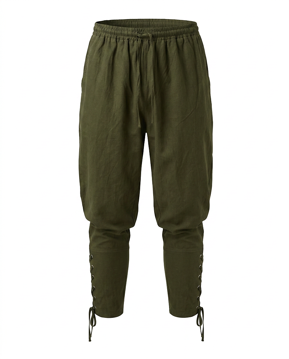 Jaan Trousers - Relaxed Linen in Green - profile front green