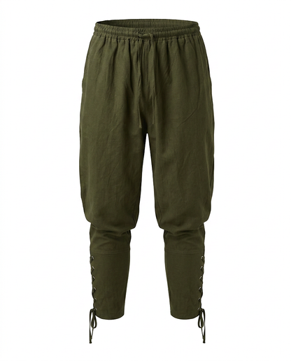 Jaan Trousers - Relaxed Linen in Green - profile front green