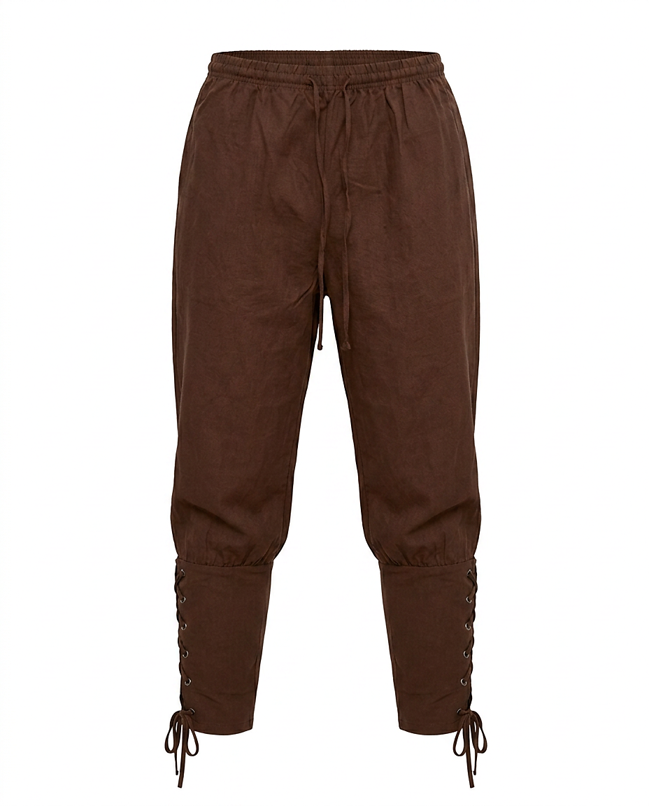 Jaan Trousers - Relaxed Linen in Brown - profile front brown