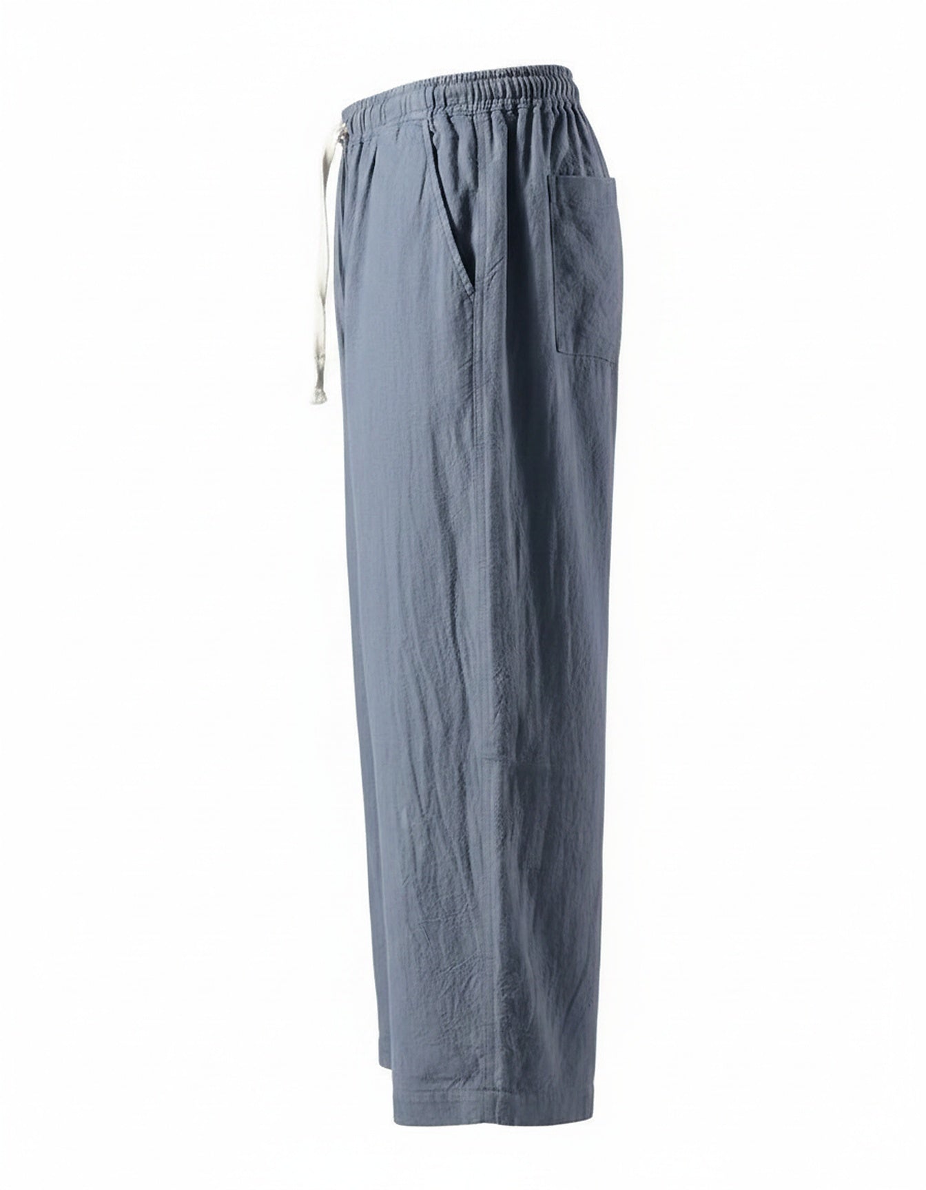 Cove Trousers - Relaxed Wide-Leg Linen in Navy Blue - profile front