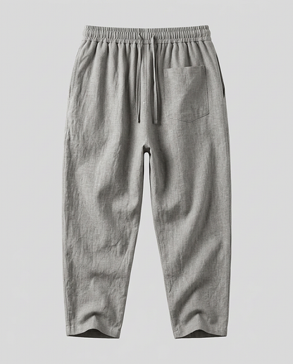 Onyx Trousers - Relaxed Linen in Light grey - profile front