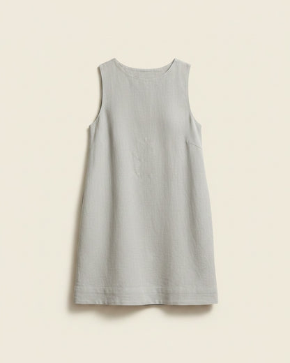 Cleo Dress - Linen in Gray - profile front