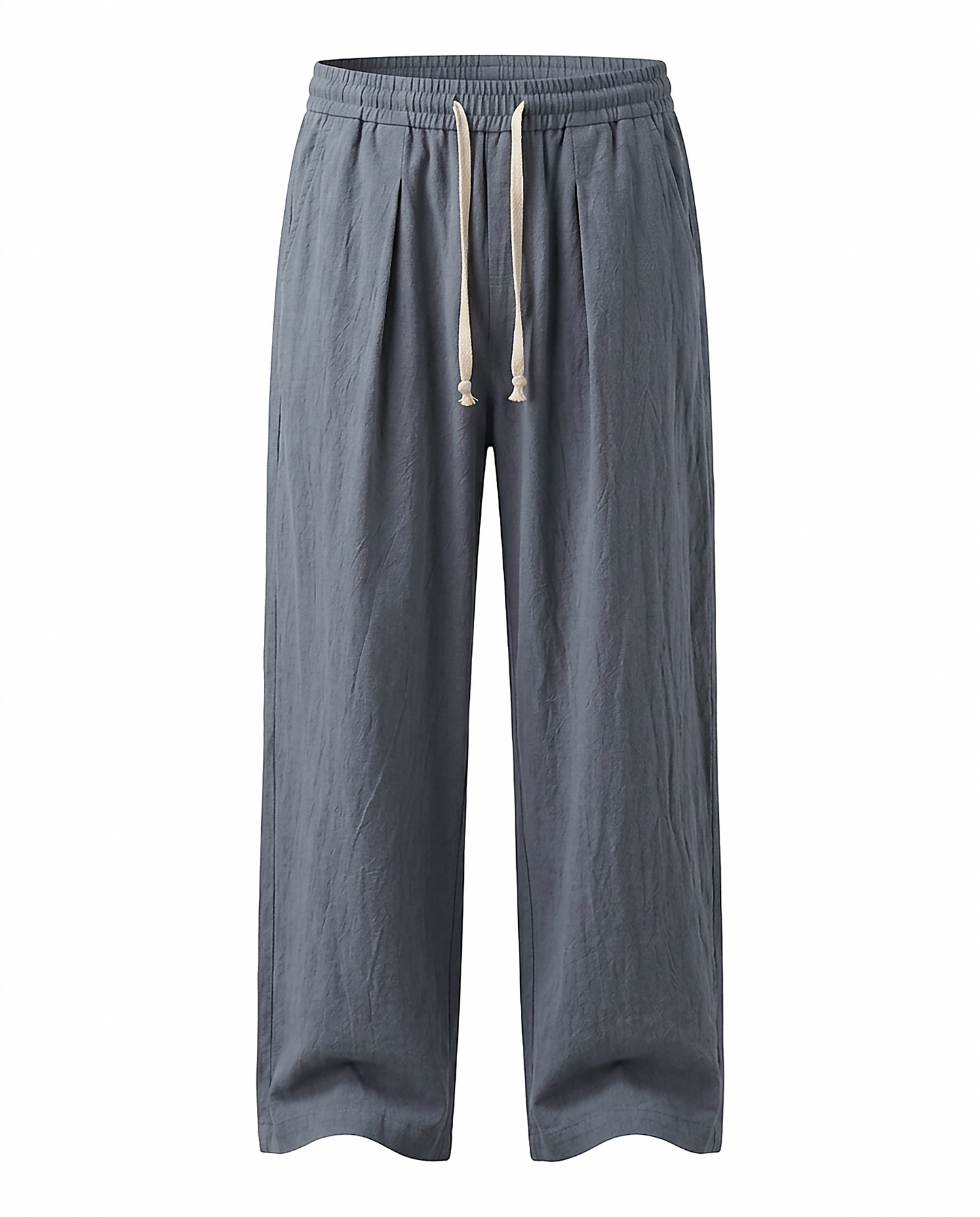Harbor Trousers - Relaxed Wide-Leg Linen in Navy Blue - profile front