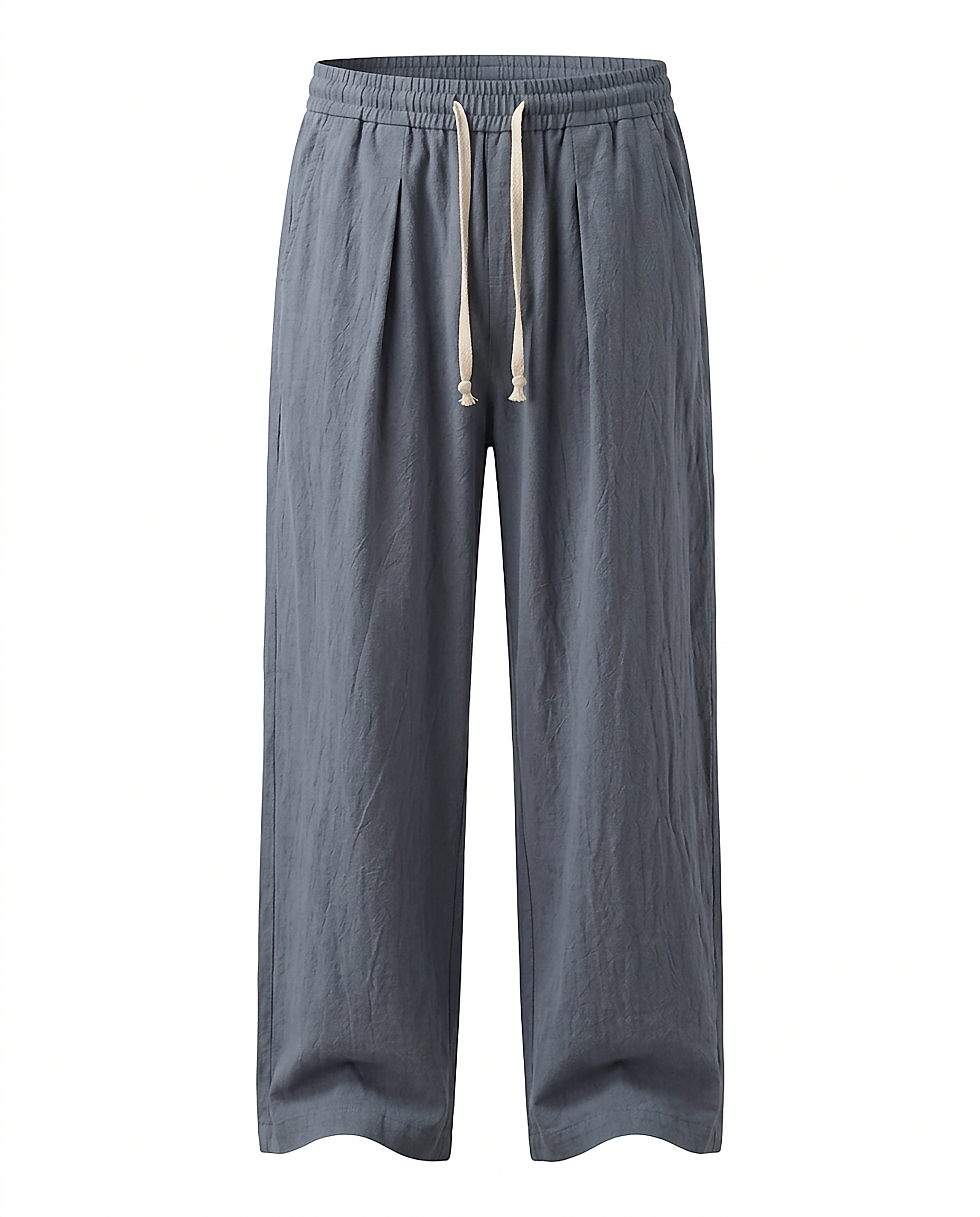 Harbor Trousers - Relaxed Wide-Leg Linen in Navy Blue - profile front