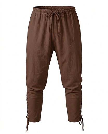 Marsh Trousers - Relaxed Linen in Brown - profile front brown