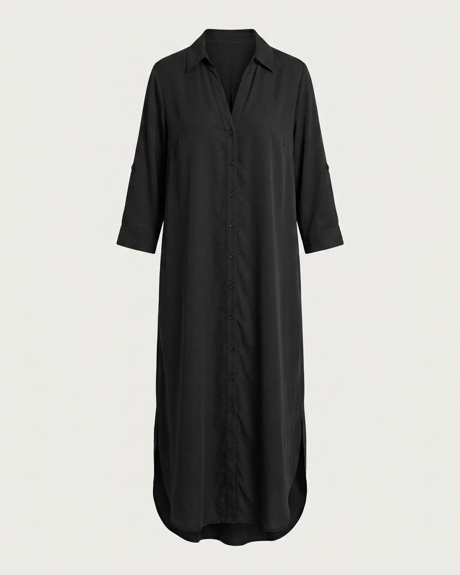 Aster Dress - Relaxed in Black - profile front