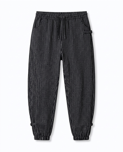 Porter Trousers - Relaxed Linen in Black Harem Pants - profile front black harem pants