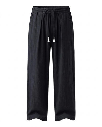 Harbor Trousers - Relaxed Wide-Leg Linen in Black