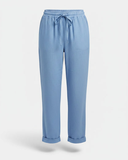 Orin Trousers - Straight-Leg Linen in Sky Blue - profile front