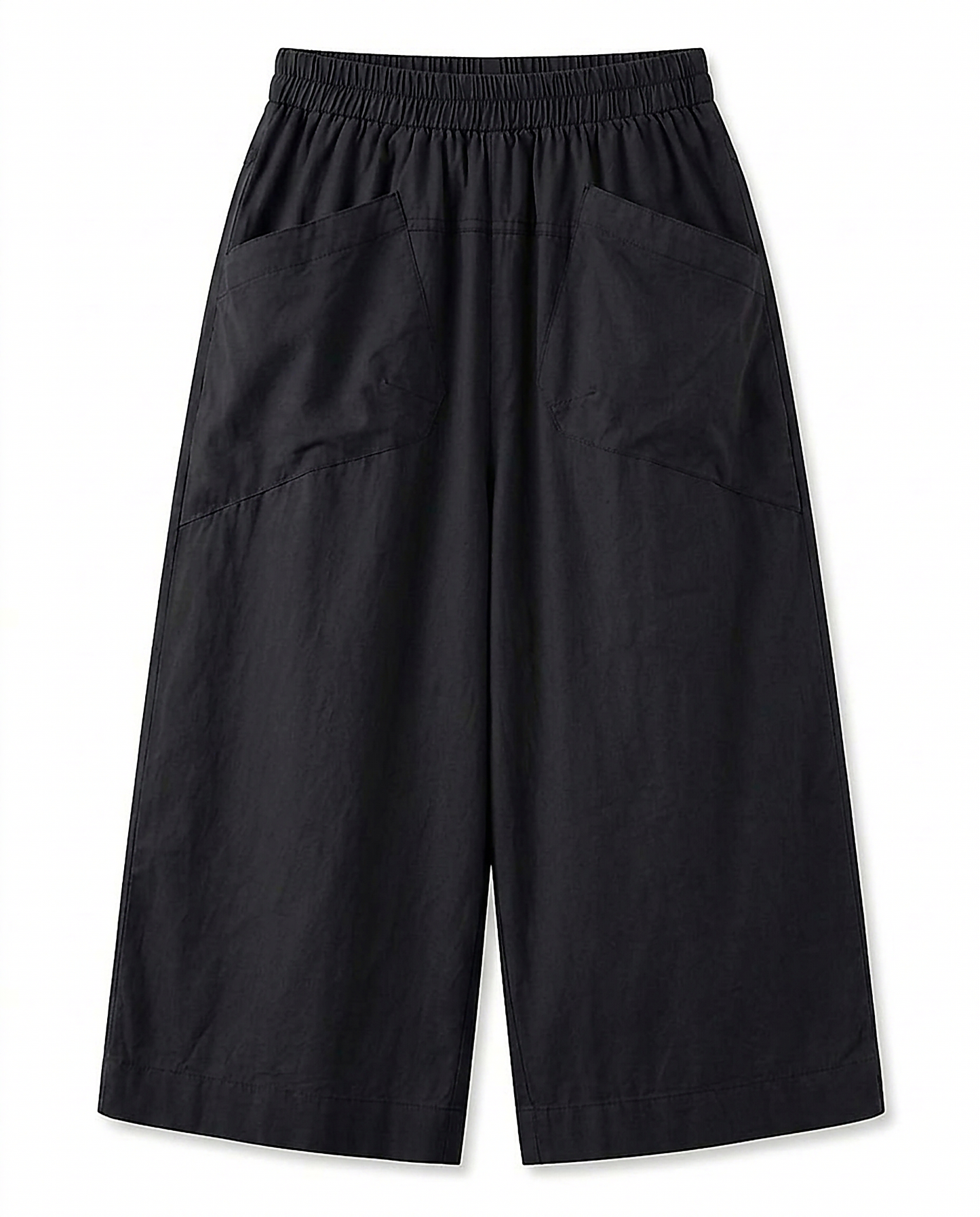 Liv Trousers - Relaxed Wide-Leg Linen in Black - profile front black