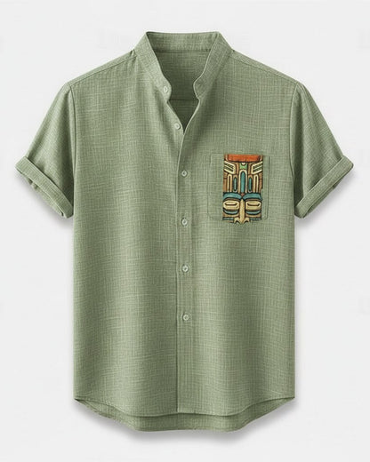 Idris T-Shirt - Linen in Aeh210 - profile front aeh210