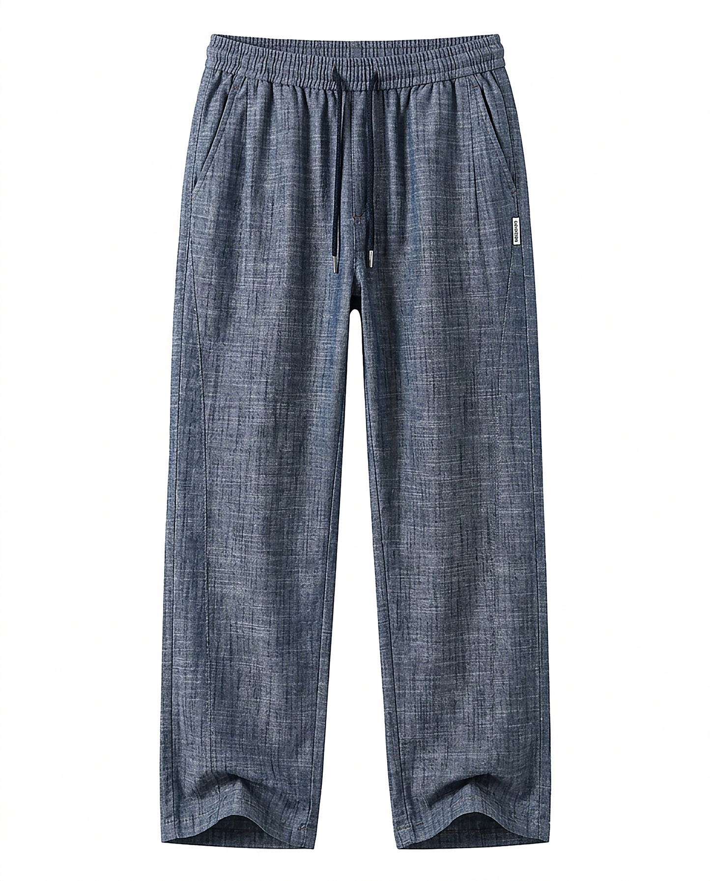 Stone Trousers - Relaxed Straight-Leg Linen in Denim blue - profile front