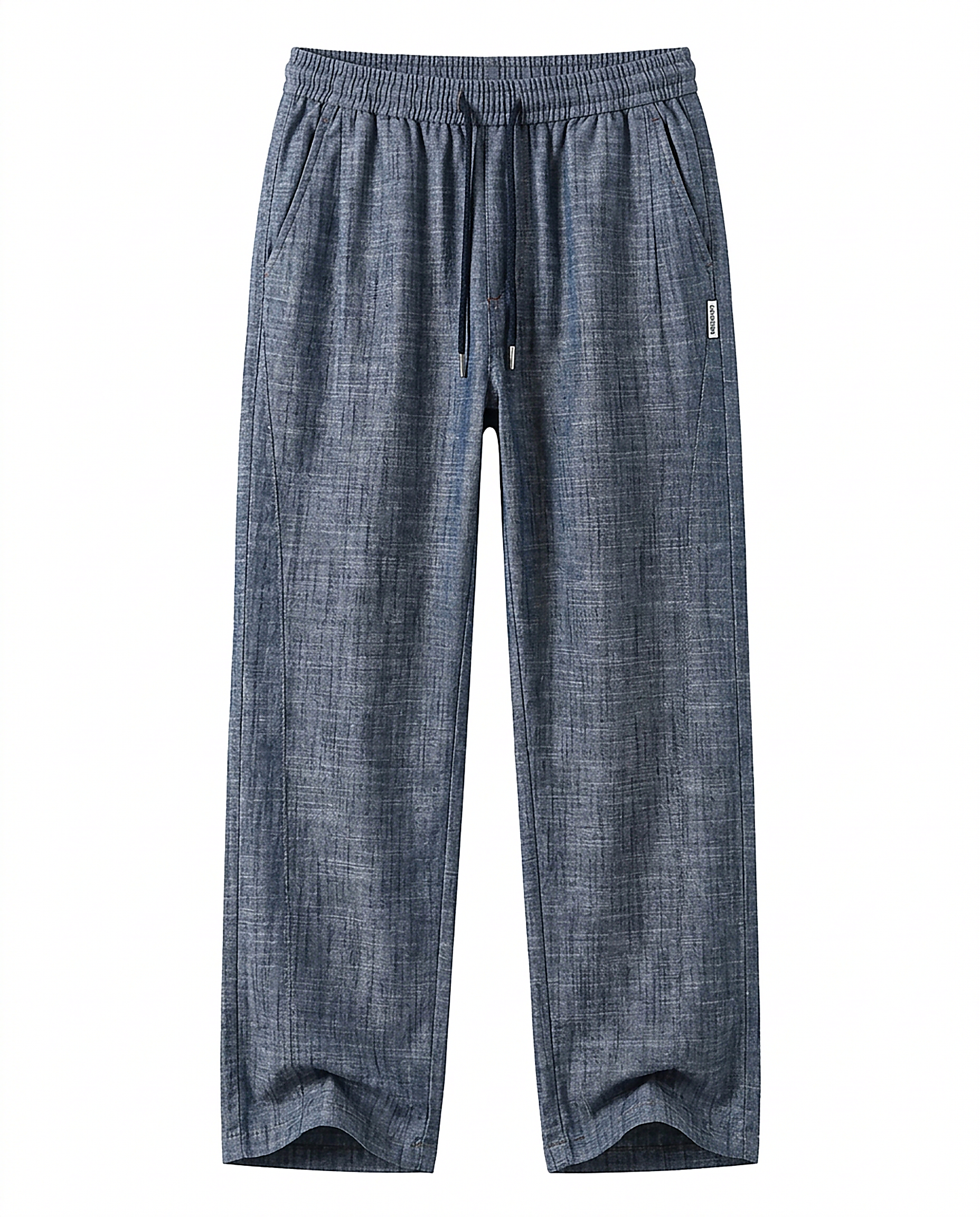 Stone Trousers - Relaxed Straight-Leg Linen in Denim blue - profile front
