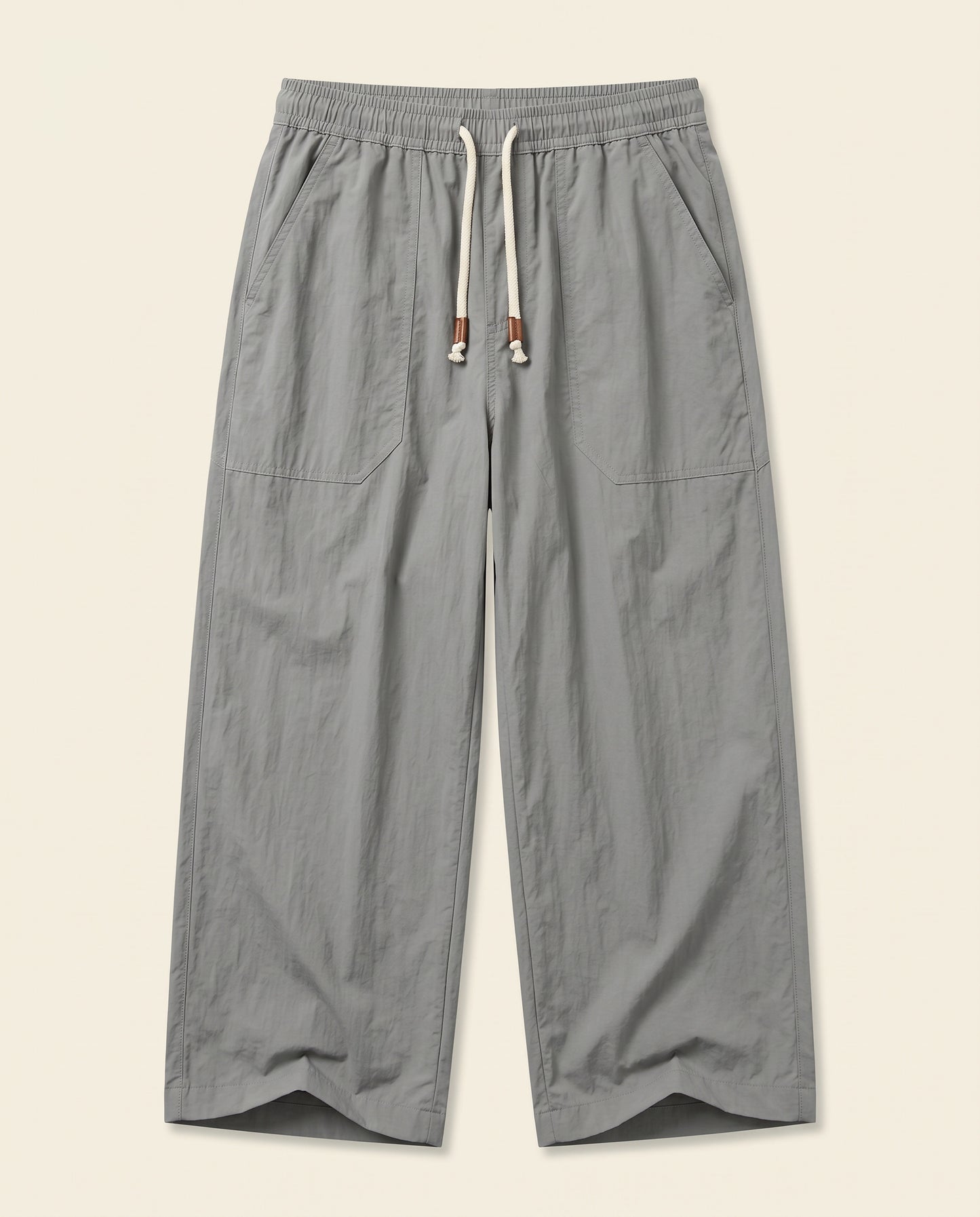 Orin Trousers - Relaxed Wide-Leg Leather in Grey - profile front