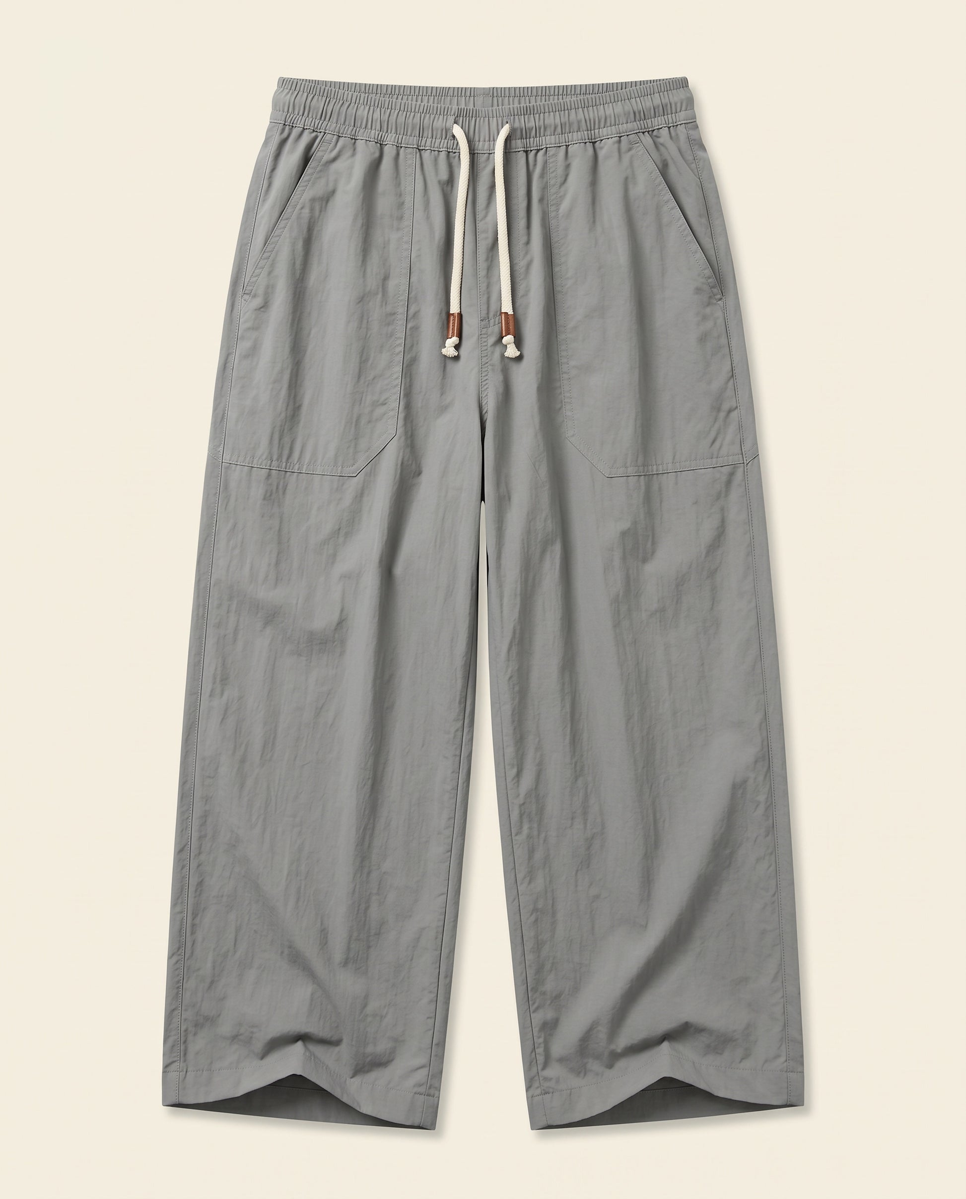 Orin Trousers - Relaxed Wide-Leg Leather in Grey - profile front
