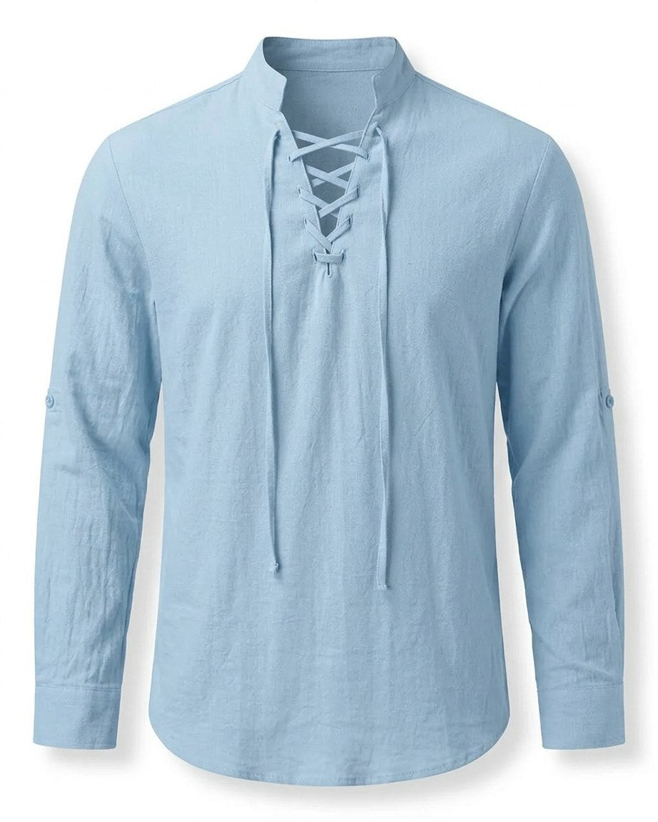 Xen Shirt - Linen in Light Blue - profile front