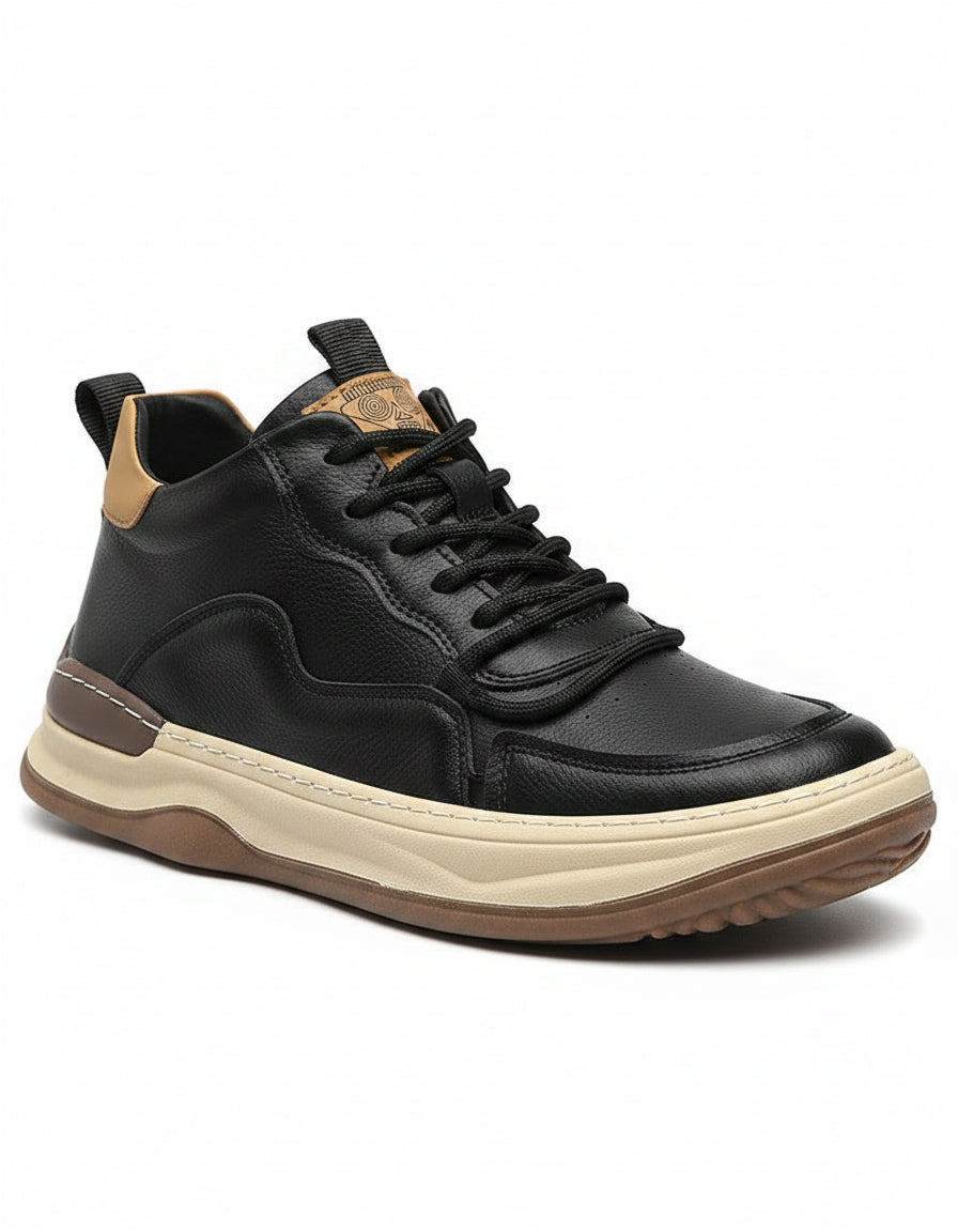Dael Shoes - Leather in Black Beige - profile front