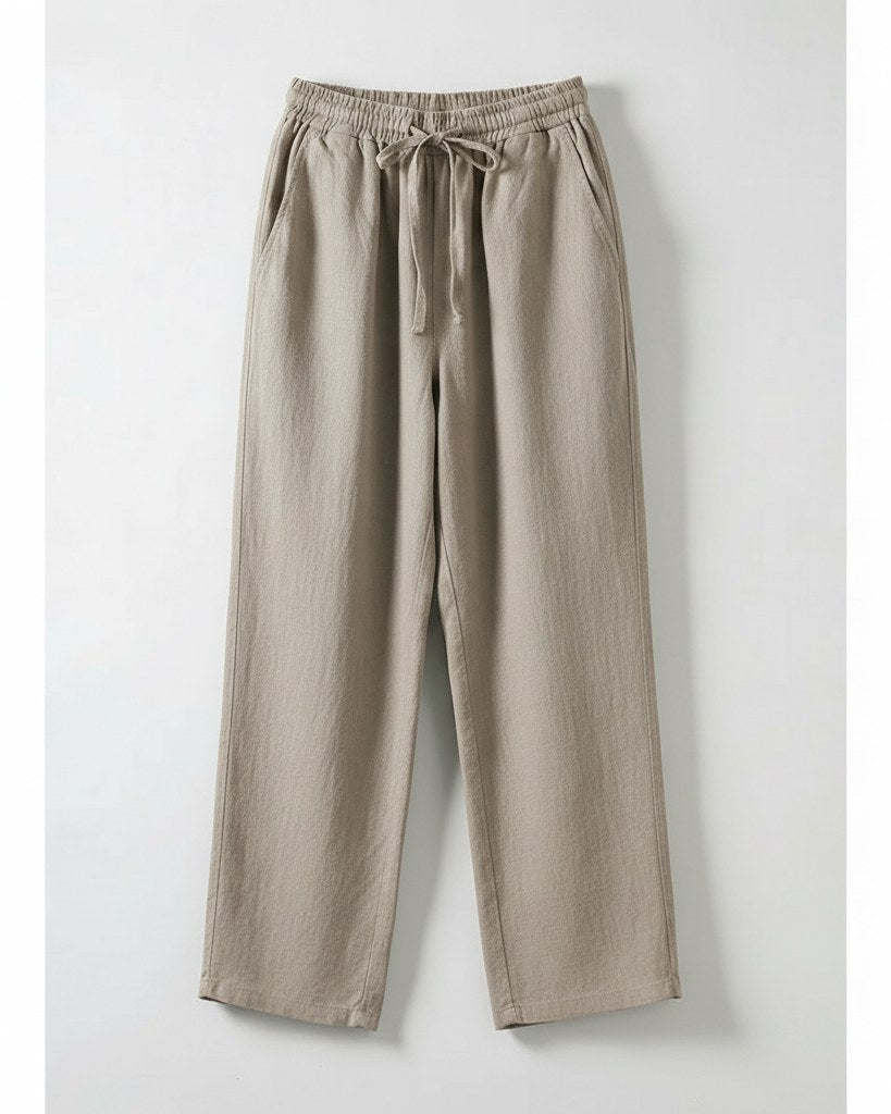 Lars Trousers - Relaxed Linen in Beige - profile front beige