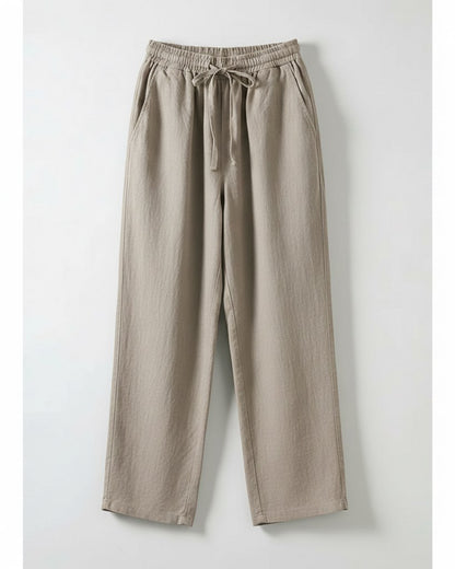 Lars Trousers - Relaxed Linen in Beige - profile front beige