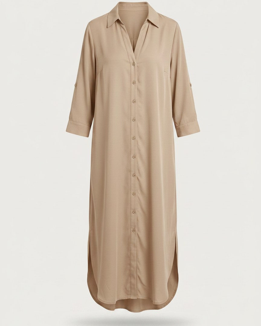 Aster Dress - Relaxed in Beige - profile front beige