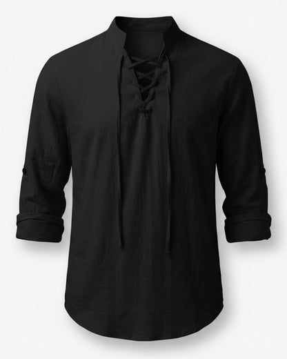 Vael Shirt - Relaxed Denim in Black - profile front black