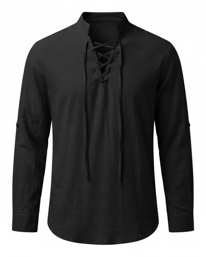 Xen Shirt - Linen in Black - profile front black