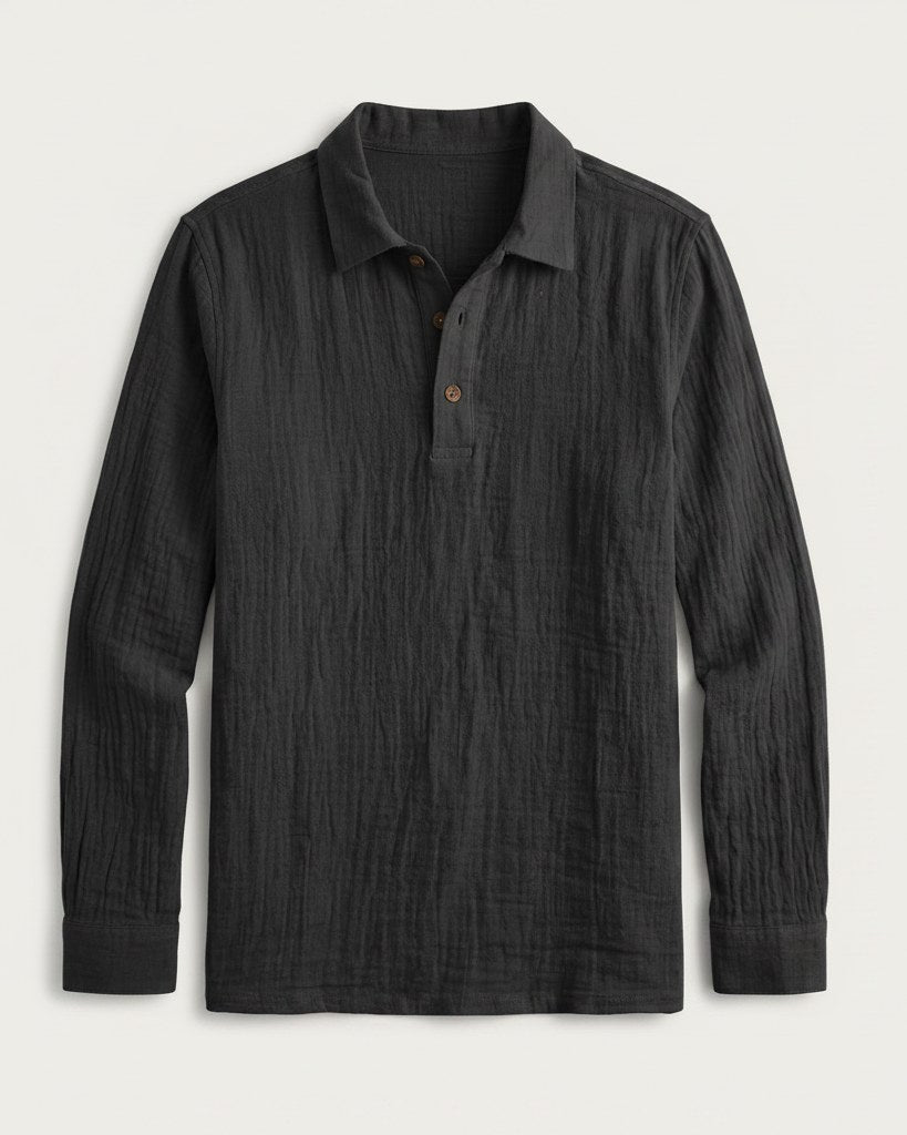 Ugo T-Shirt - Relaxed Linen in Black - profile front black
