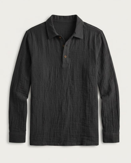 Ugo T-Shirt - Relaxed Linen in Black - profile front black