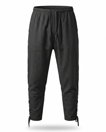 Jaan Trousers - Relaxed Linen in Black - profile front black