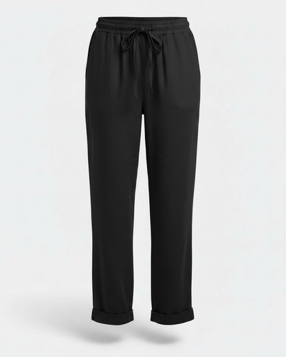 Orin Trousers - Straight-Leg Linen in Black - profile front black