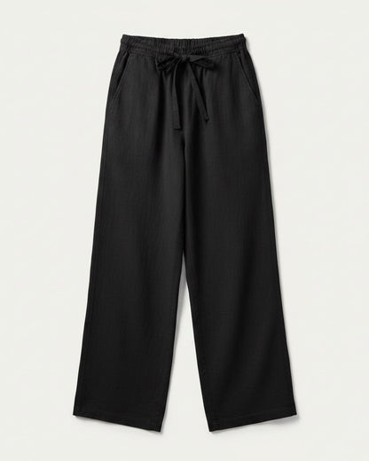 Lars Trousers - Relaxed Linen in Black - profile front black