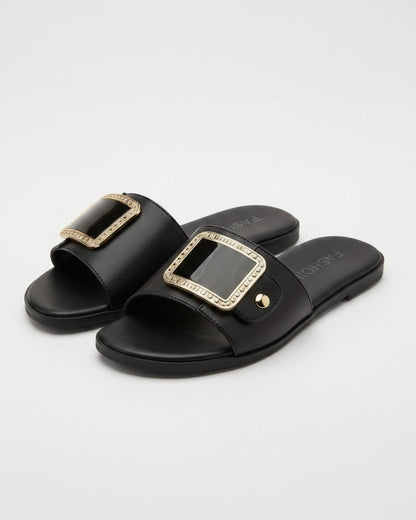 Hael Sandals - Leather in black - profile front black