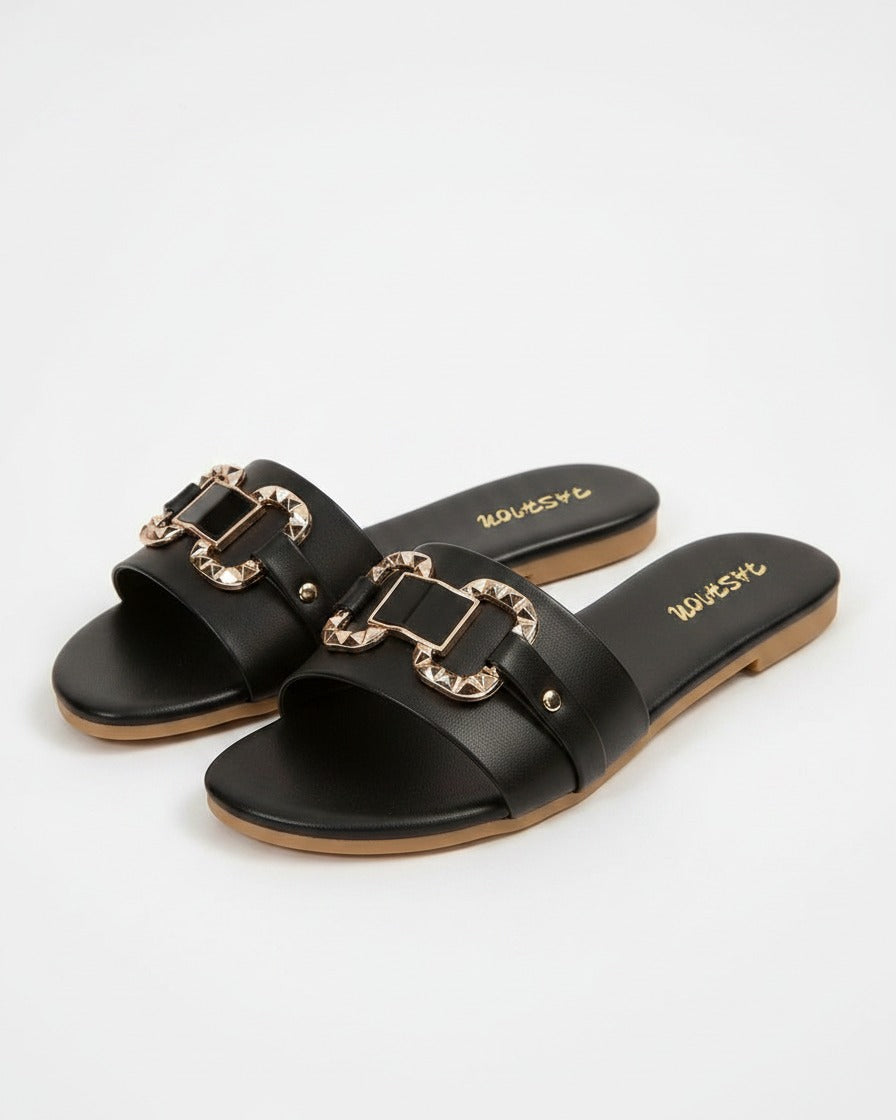 Arden Sandals - Leather in black - profile front black