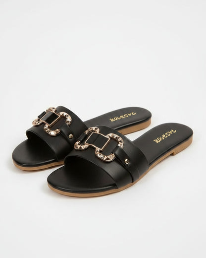 Arden Sandals - Leather in black - profile front black