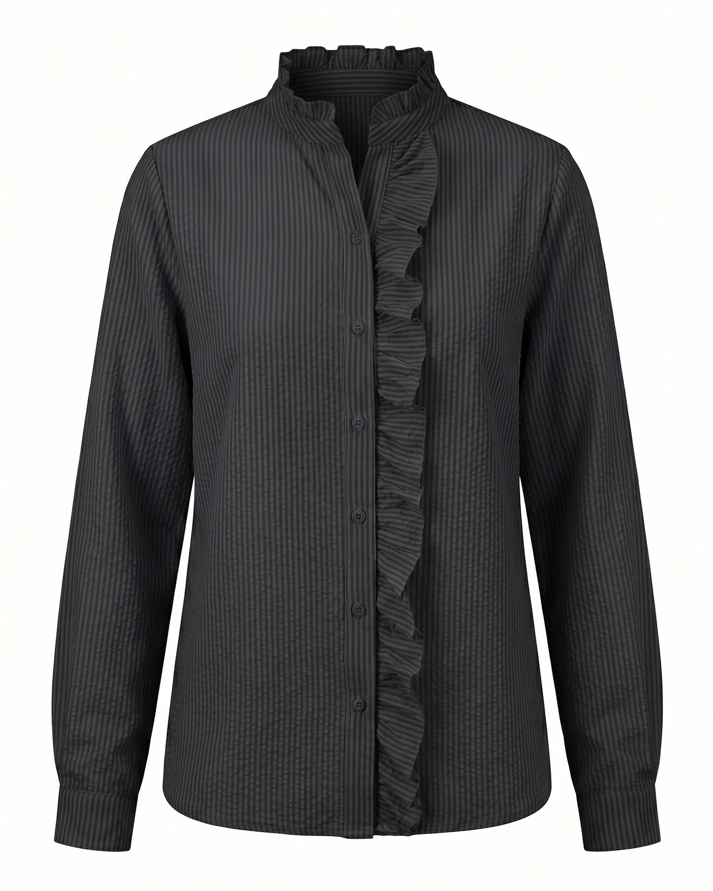 Zeno Blouse - Stand-Collar in black - profile front black