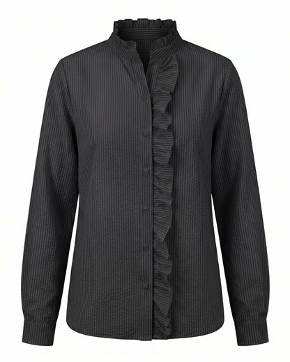 Zeno Blouse - Stand-Collar in black - profile front black
