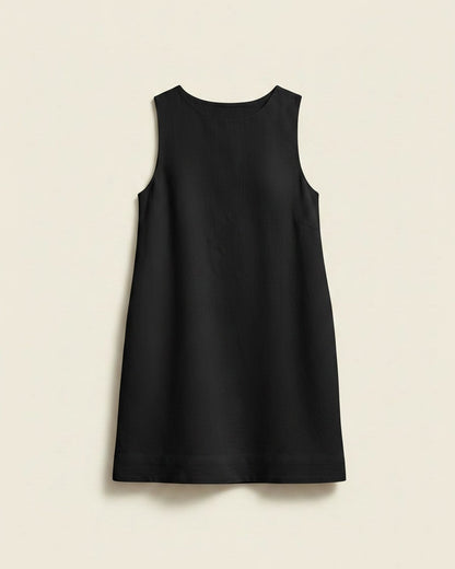Cleo Dress - Linen in Black - profile front black