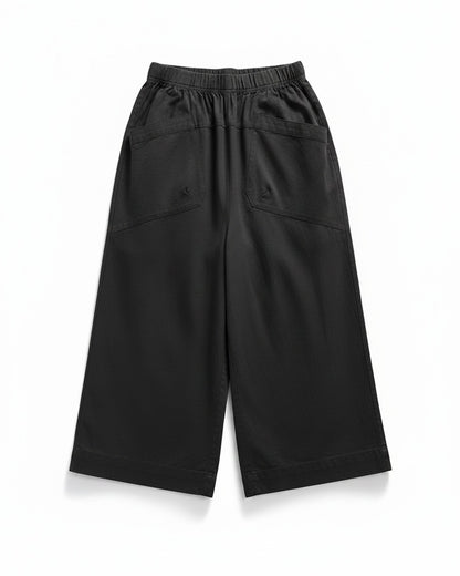 Yoel Trousers - Relaxed Wide-Leg Linen in Black - profile front black