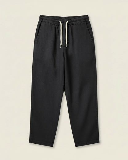 Pael Trousers - Relaxed Linen in Black - profile front black