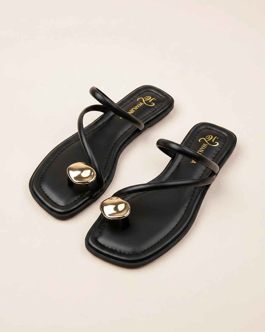 Fael Sandals - Square-Toe in black - profile front black