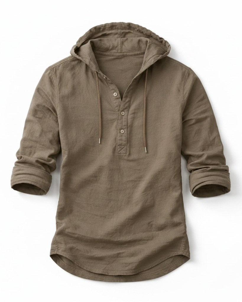 Ivo Shirt - Relaxed Linen in Brown - profile front brown
